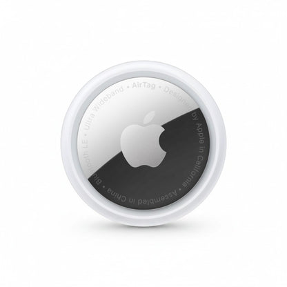 Gadgetdepop Apple AirTag item tracker with a white and silver circular design for locating personal belongings