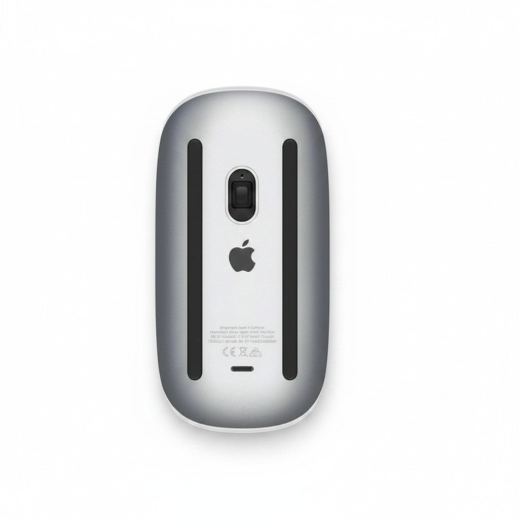 Gadgetdepop Apple Magic Mouse A1296 wireless multi-touch mouse showing the silver and black underside view