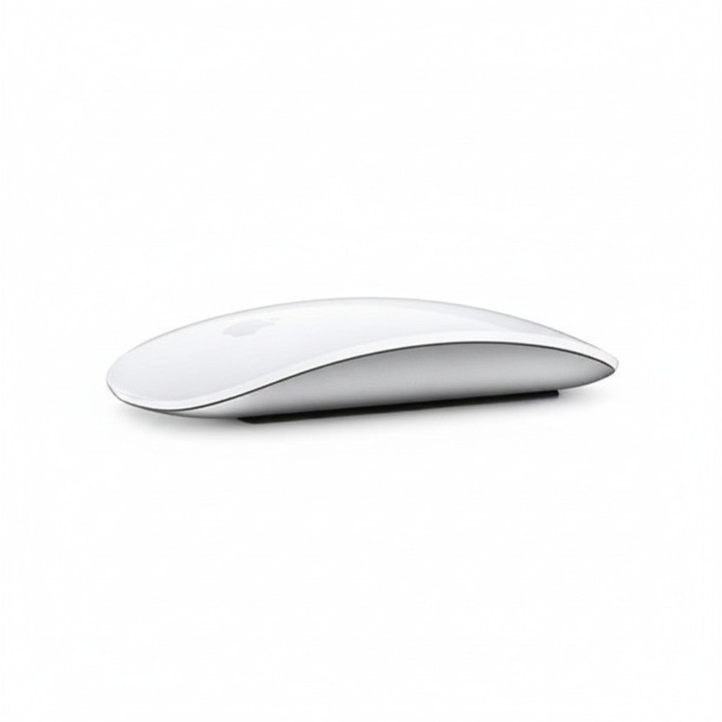 Gadgetdepop Apple Magic Mouse A1296 with a sleek white multi-touch surface and silver base on a white background.