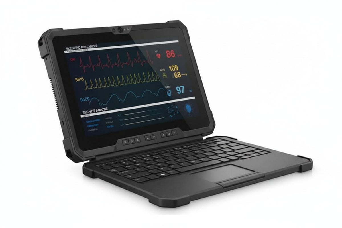 Gadgetdepop Dell Latitude 7220 Rugged Extreme black tablet with keyboard attachment and touchscreen display