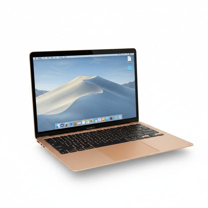 Gadgetdepop gold 13-inch MacBook Air 2020 with Retina display and Intel Core i3 processor on a white background