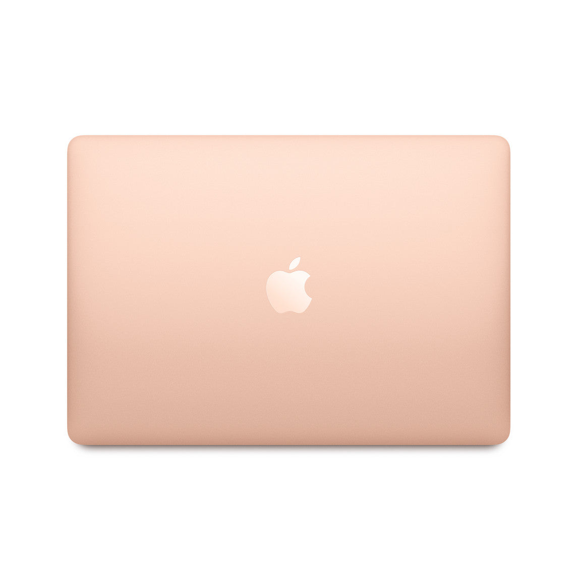 Gadgetdepop gold MacBook Air M1 2020 laptop closed lid showing the iconic Apple logo on a clean white background
