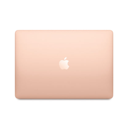 Gadgetdepop gold MacBook Air M1 2020 laptop closed lid showing the iconic Apple logo on a clean white background