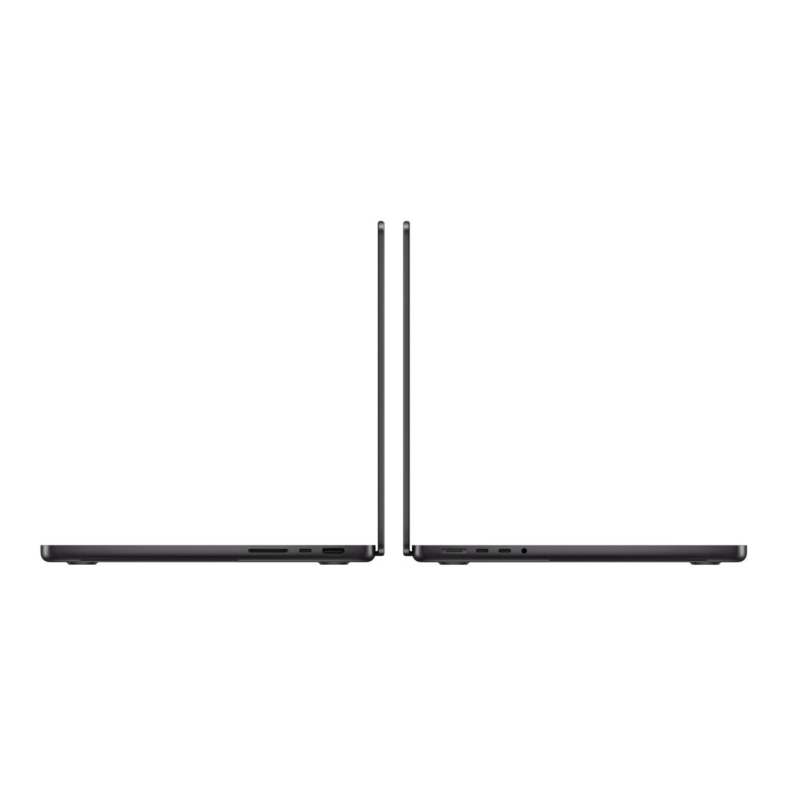 Gadgetdepop 14-inch MacBook Pro M3 in space gray showing side profile ports and sleek aluminum design
