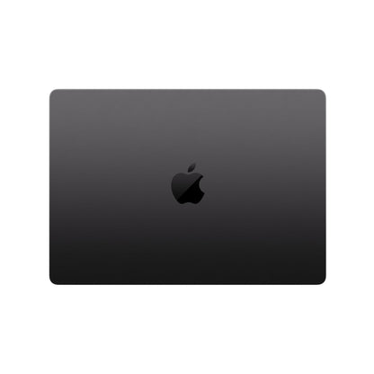 Gadgetdepop space gray 14-inch MacBook Pro M3 with aluminum lid and Apple logo