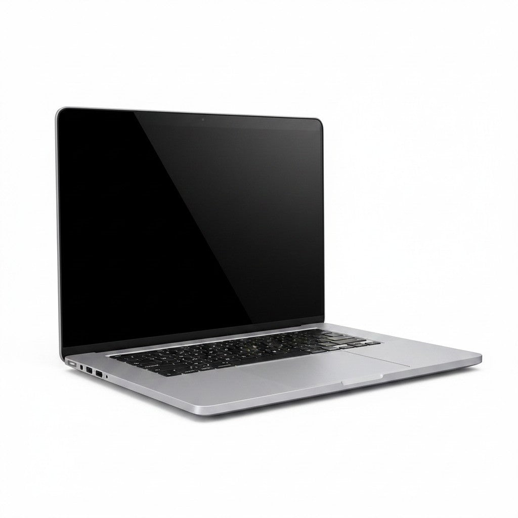 Gadgetdepop 13-inch MacBook Pro A1708 with silver aluminum chassis and black keyboard on white background
