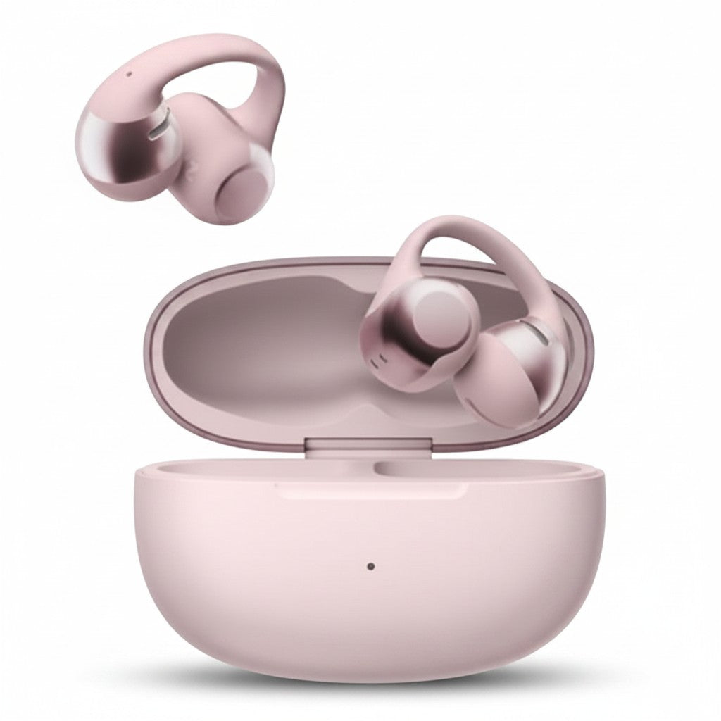 Gadgetdepop SHOKZ OpenDots ONE pink wireless open-ear headphones with matching compact charging case